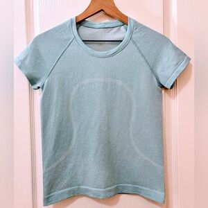 Lululemon Swiftly Tech Short Sleeve Glitter Parallel Texture Sheer Blue Water 6